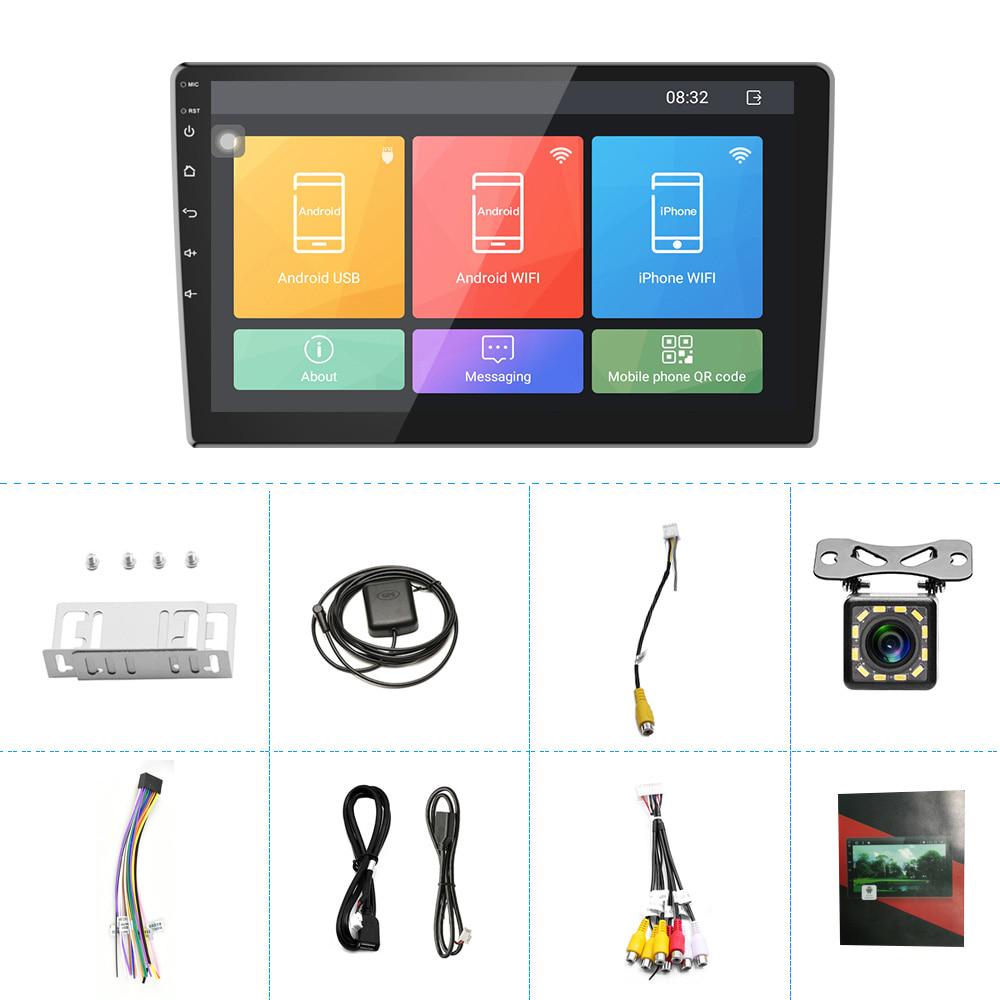 Podofo 10,1" Univerzální Android Radio Auto Android Player 9.1 Podpora přehrávače do auta Linka zrcátka Pohled zezadu WIFI GPS BT Ovládání FM na volantu