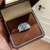 French Light Luxury Retro High Sense Diamond Turquoise Pearl Ring Romantic Court Style Gentle Temperament Ring