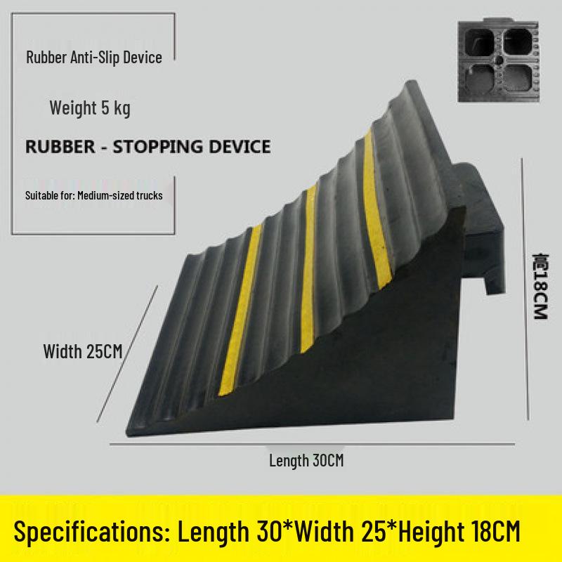 Anti-Slip Rubber Wheel Chocks & Wooden Ramp Pads - Portable Car Anti-Roll Stoppers