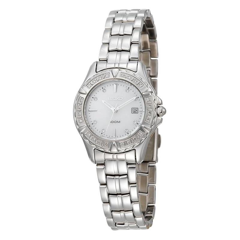 SEIKO 100 meters waterproof Quartz Steel Strap 29mm women s watch silver dial SXDA97 серебряный