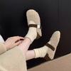 Lamb wool shoes women wear outside in winter autumn and winter new gentle fairy wind velvet warm cotton shoes flat Mary Jane shoes