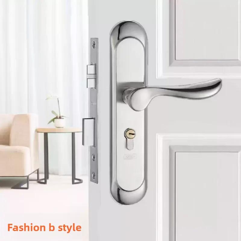 Universal Stainless Steel Indoor Door Lock Adjustable Wooden Door Handle for Bedroom Security Tamper-Free Household Safety