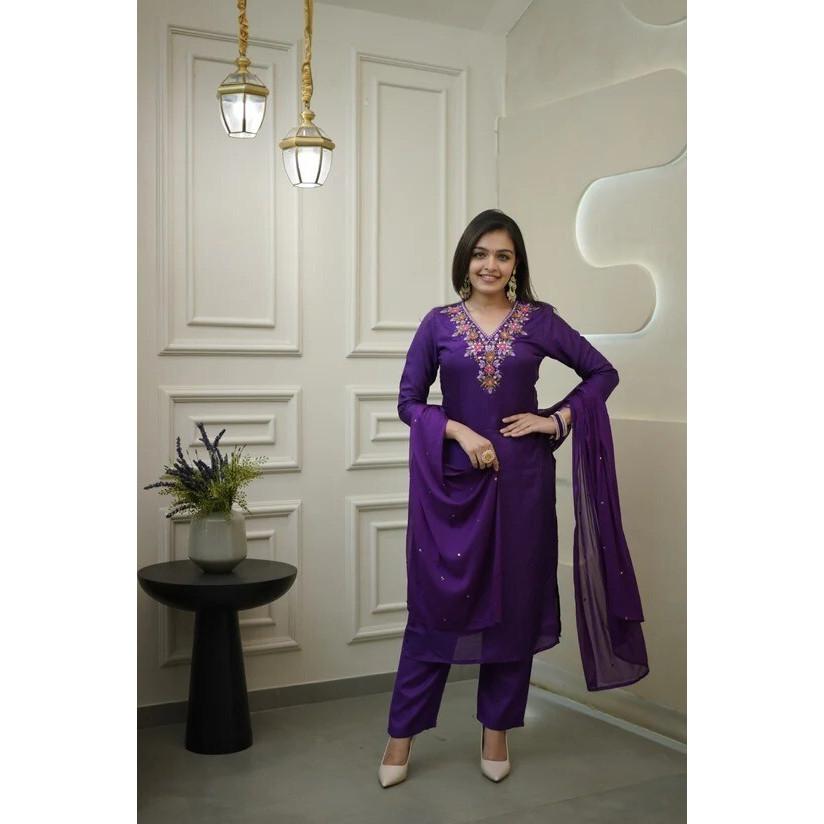 Women Designer Top Tunic Kurti Pant Dupatta Set Pakistani Party Wear Salwar Suit SC-2268