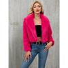 Giacca Corta da Donna Invernale in Ecopelliccia, Cappotto Corto con Scollo a Tacca e Texture Peluche, Capo d'Abbigliamento Casual Chic per Autunno Inverno