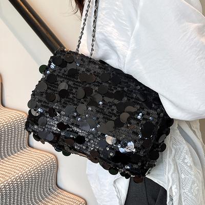 Niş Kişilik Moda Küçük Kare Çanta Yeni Stil Payet Eklemeli Moda Basit Zincirli Çapraz Askılı Küçük Kare Çanta