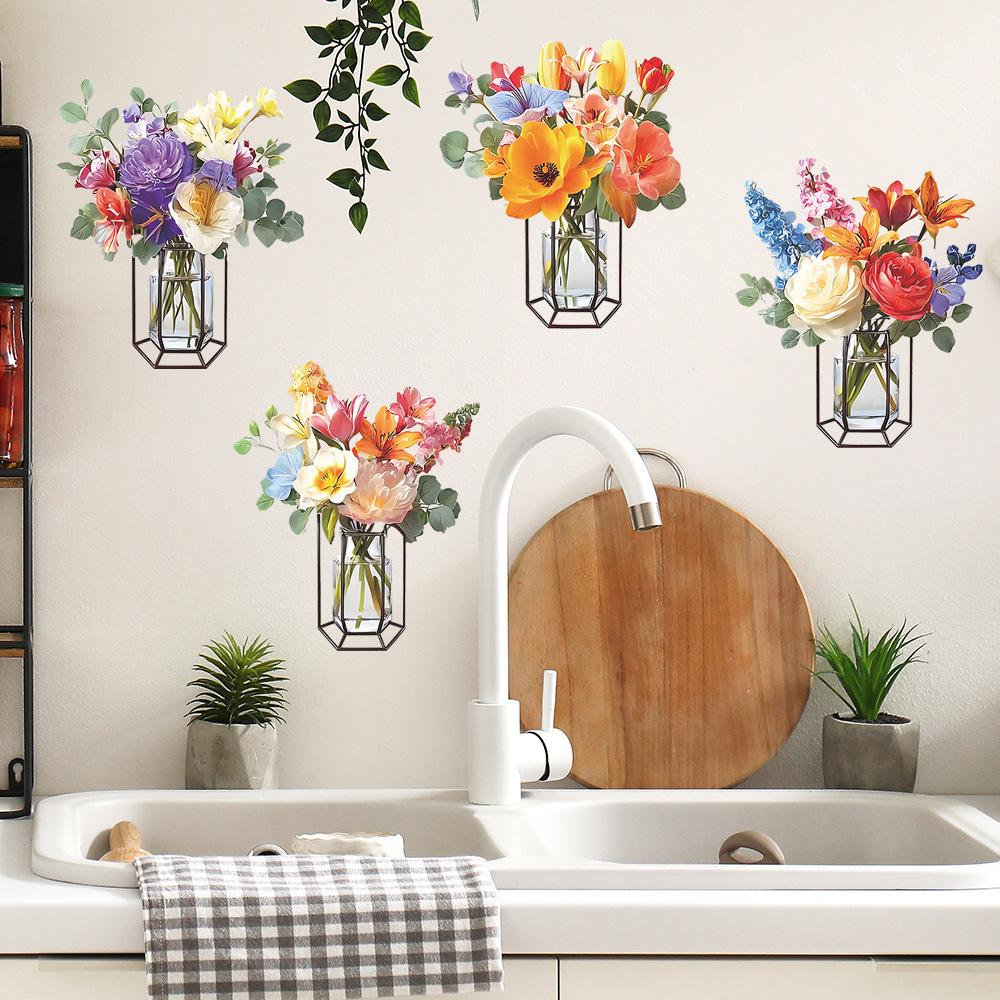 Vaso da Fiori Dipinto Creativo per la Decorazione del Soggiorno e dello Studio, Adesivi per Embellire la Superficie