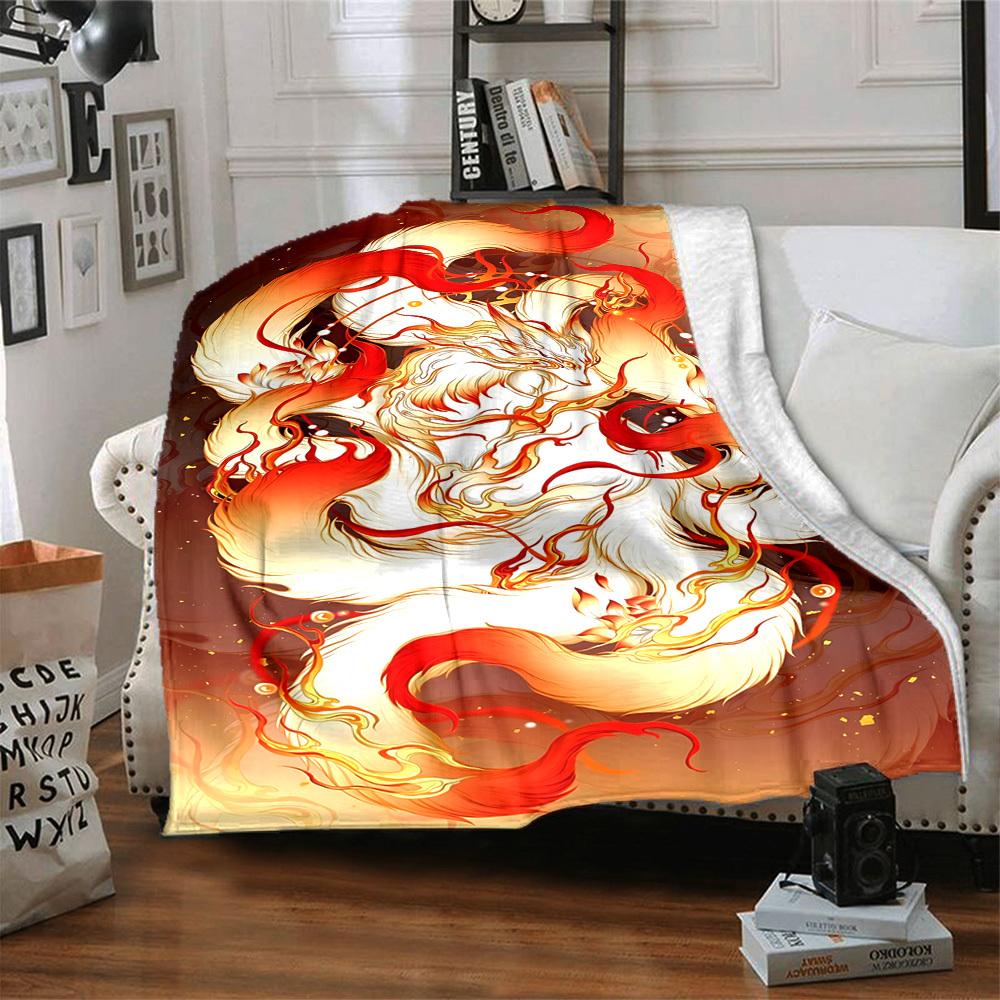 1PC Phoenix Feather Print Blanket, Soft Throw Blanket - Warm & Cozy for Couch, Bed, Office, and Travel yy250912217