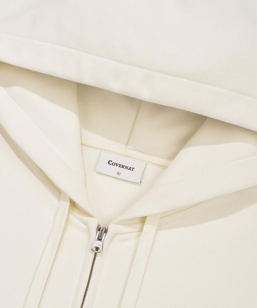 COVERNAT C Logo Zip-Up Hoodie Ivory
