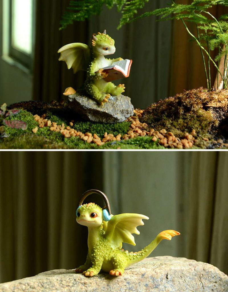 Adorable Cartoon Dragon Resin Ornament - Dinosaur Figure Gift for Friends & Teachers