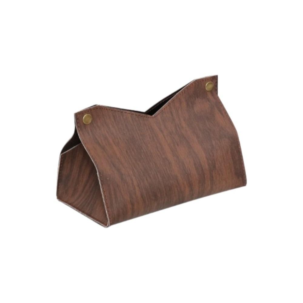 Modern Style Wood Grain Tissue Container Decorative Car Tissue Holder PU Tissue Box  Bedroom Style 1