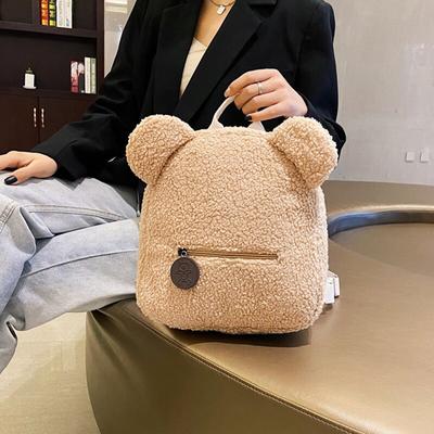 Personalisierter Stickerei-Bären-gestickter tragbarer Reise-Einkaufs-Plüsch-Rucksack für Kleinkinder, Teddy-Rucksack