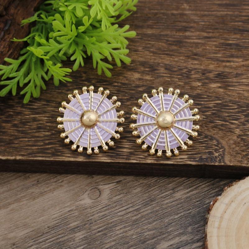 New Enamel Geometric Flower Stud Earrings Women's Fashion Simple Irregular Flower Summer Versatile Earrings