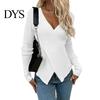 Γυναικείο Πλεκτό Πουλόβερ Σέξι V-Neck Wrap Πλεκτό Τοπ Εφαρμοστό Σταυρωτό Μπροστά Πουλόβερ Μακρυμάνικο Μαλακό Διαπνέον Ύφασμα Ρούχα Φθινοπώρου Ζεστό Wrap-around