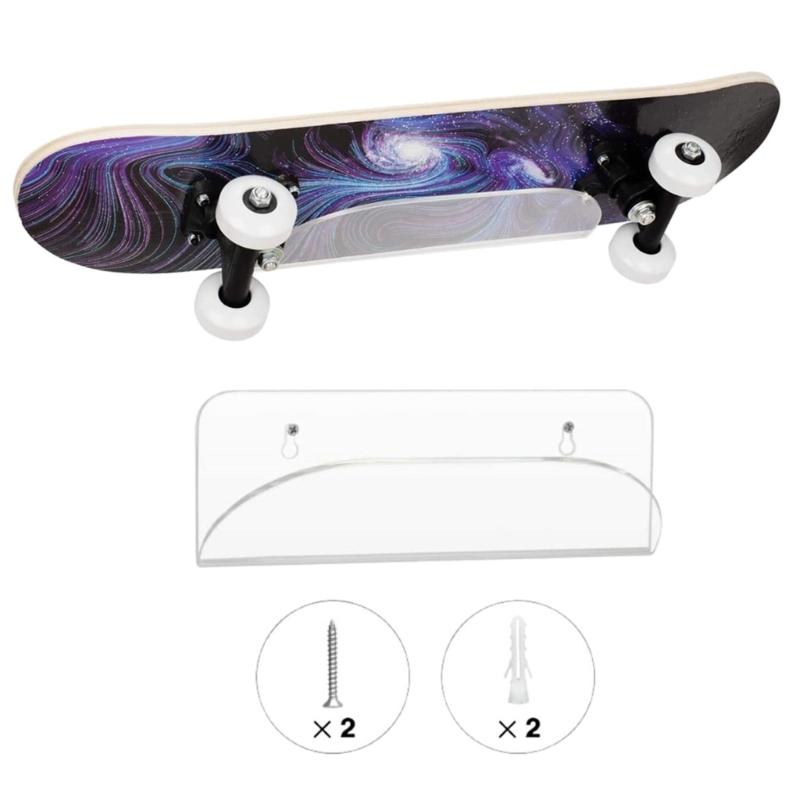 Skateboard Wall Mount Longboard Invisible Clear Hanger Display Rack Shelf for Fits Skateboard Longboard Skis Snowboard