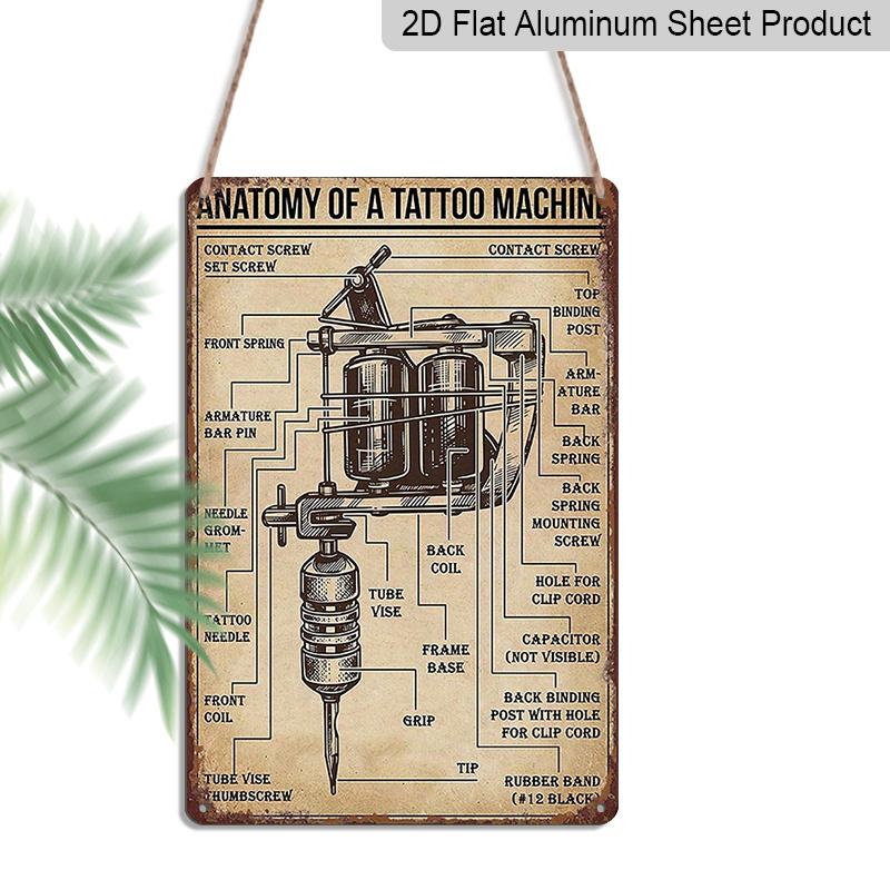 

2D Flat Vintage Tattoo Machine Diagram Metal Sign - 7.87X11.8inch Aluminum Wall Art for Home, Bar, Cafe, Garden Decor - Ideal for Holiday Parties 20*30cm