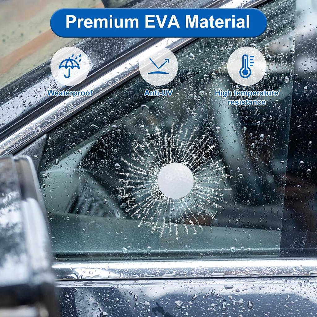 3D Prank Tricky Broken Glass Sticker Car Window Ball Hits Self Adhesive Funny Car Stickers (Golf)