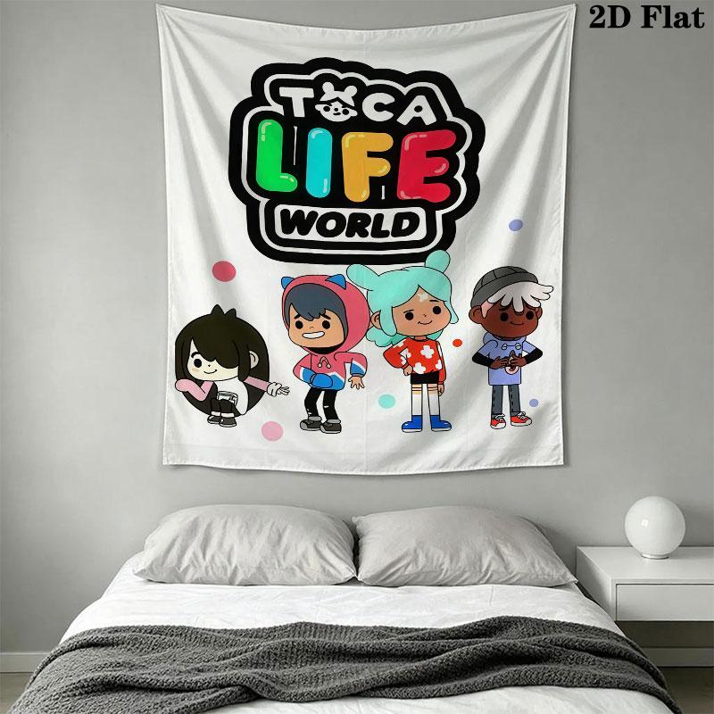 Toca Life World Wall Hanging Printed Fabric Blanket Decorative Tapestries for Bedroom Living Room Home Decor