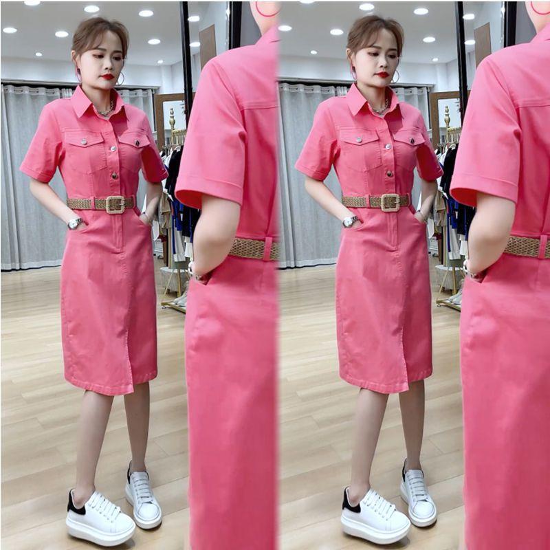 

Высококачественное тонкое платье с поясом для женщин, платье миди больших размеров с v-образным вырезом, элегантный темперамент и дизайн с короткими рукавами 4XL красный