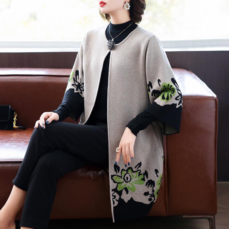 

Женский кардиган средней длины из смесовой шерсти Qianlian XL