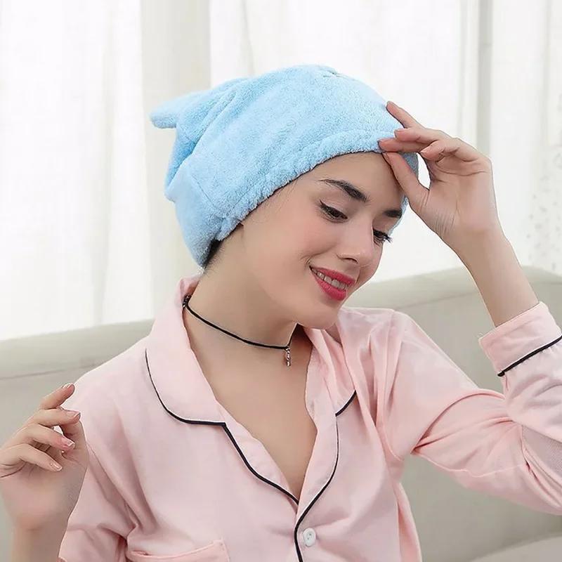 Lovely Cat Hair Drying Cap Towel Microfiber Quickly Dry Hair Shower Hat Wrapped Towels Bathing Cap Bathroom Accessories