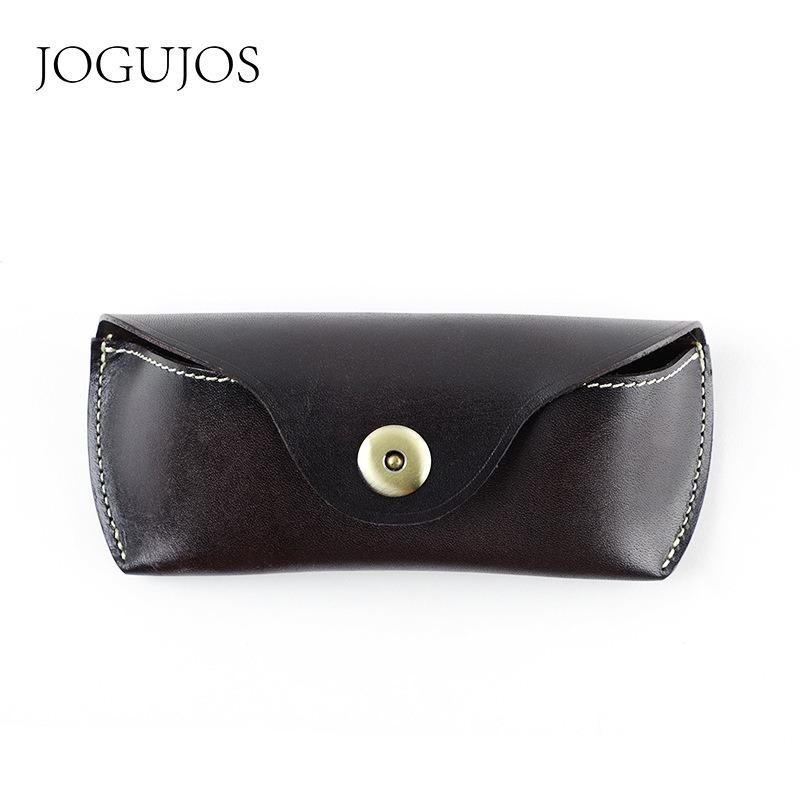 JOGUJOS Genuine Leather Glasses Case Retro Sunglasses Sunglasses Universal Cowhide Glasses Bag Portable Anti-pressure Glasses Case