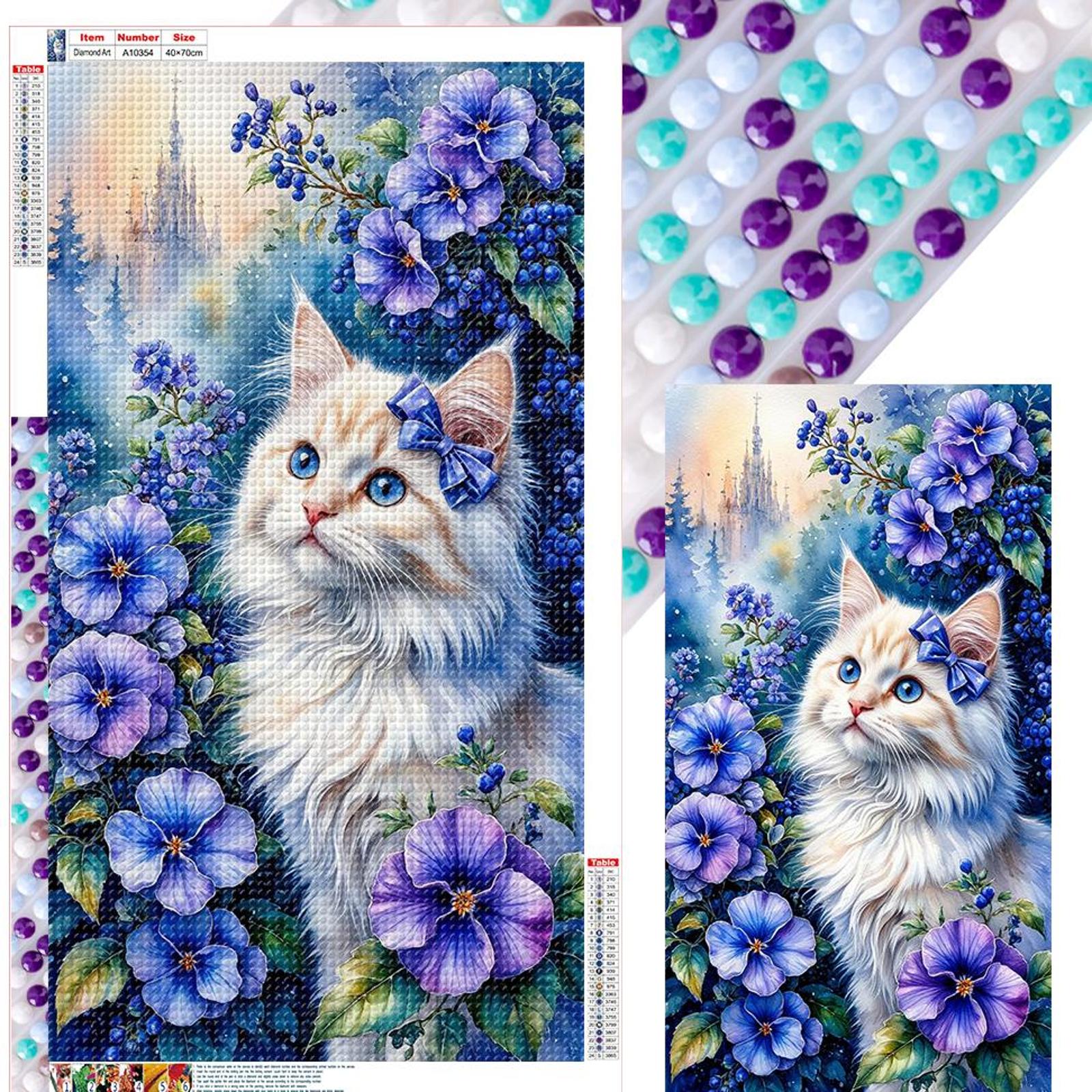 

Cat Flower 5D DIY Full Drill Round Diamond Painting Kit for Home Wall Decor