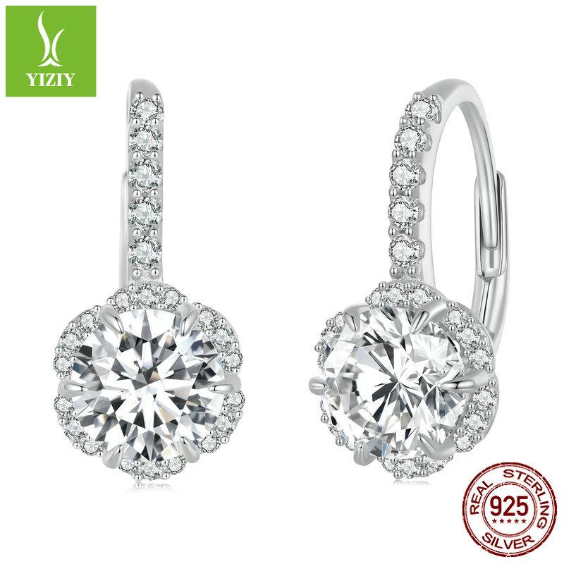 Classic One-Carat Moissanite Ear Buckle With Certificate, Noble And Elegant S925 Silver-Plated Platinum Earrings