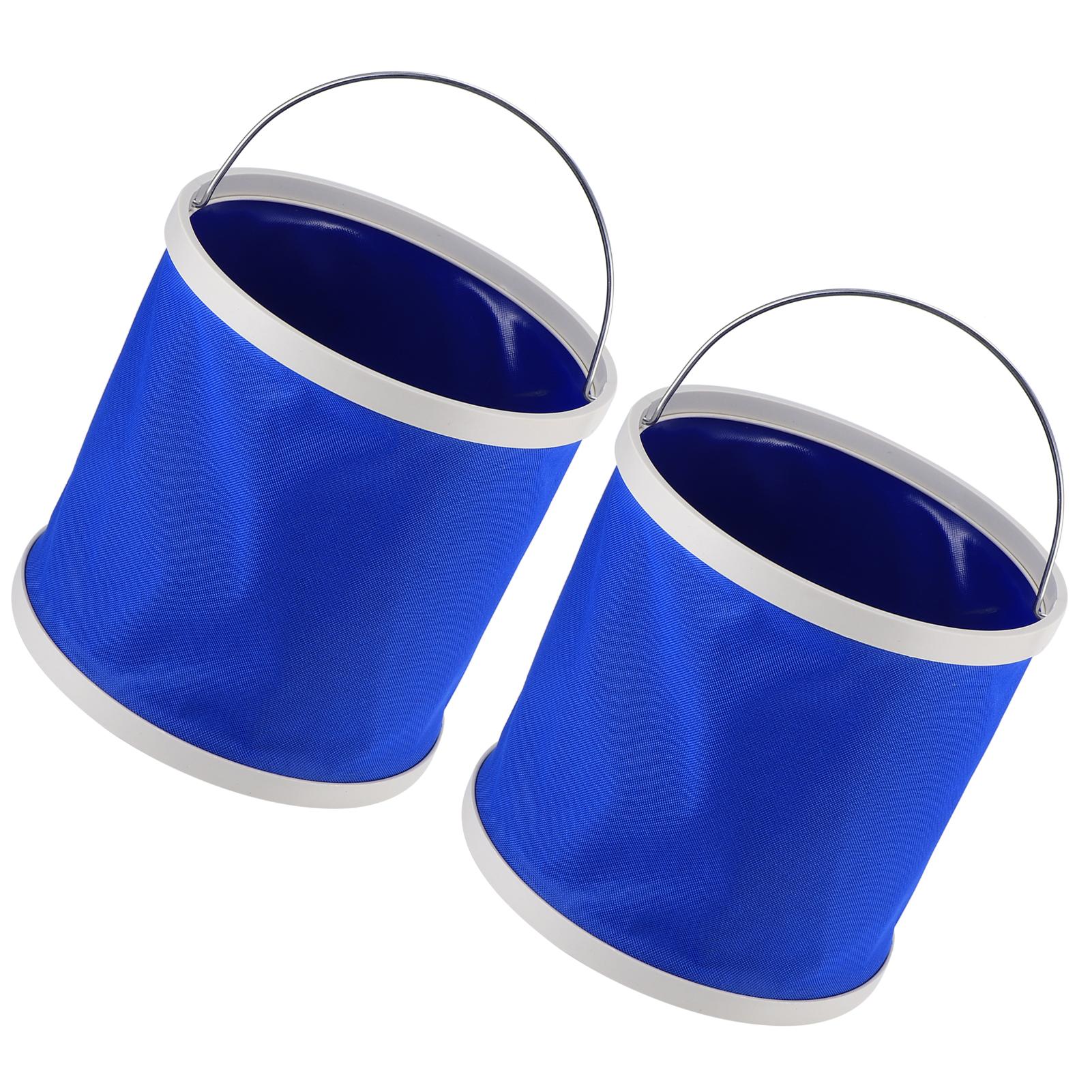 

2Pcs Blue 9L Collapsible Bucket Portable Folding Bucket Water Container for Camping Hiking