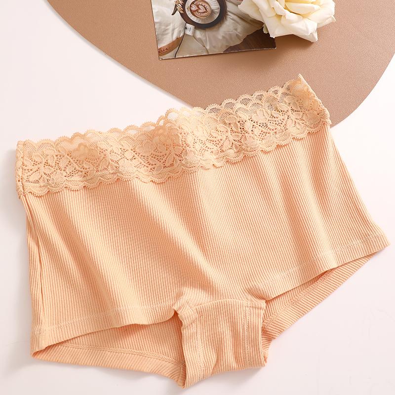 

FINETOO Хлопковые дышащие трусики Лоскутные кружевные трусики с низкой талией Нижнее белье, благоприятное для кожи Четыре шорта Женские брюки с плоскими углами XL&1pc