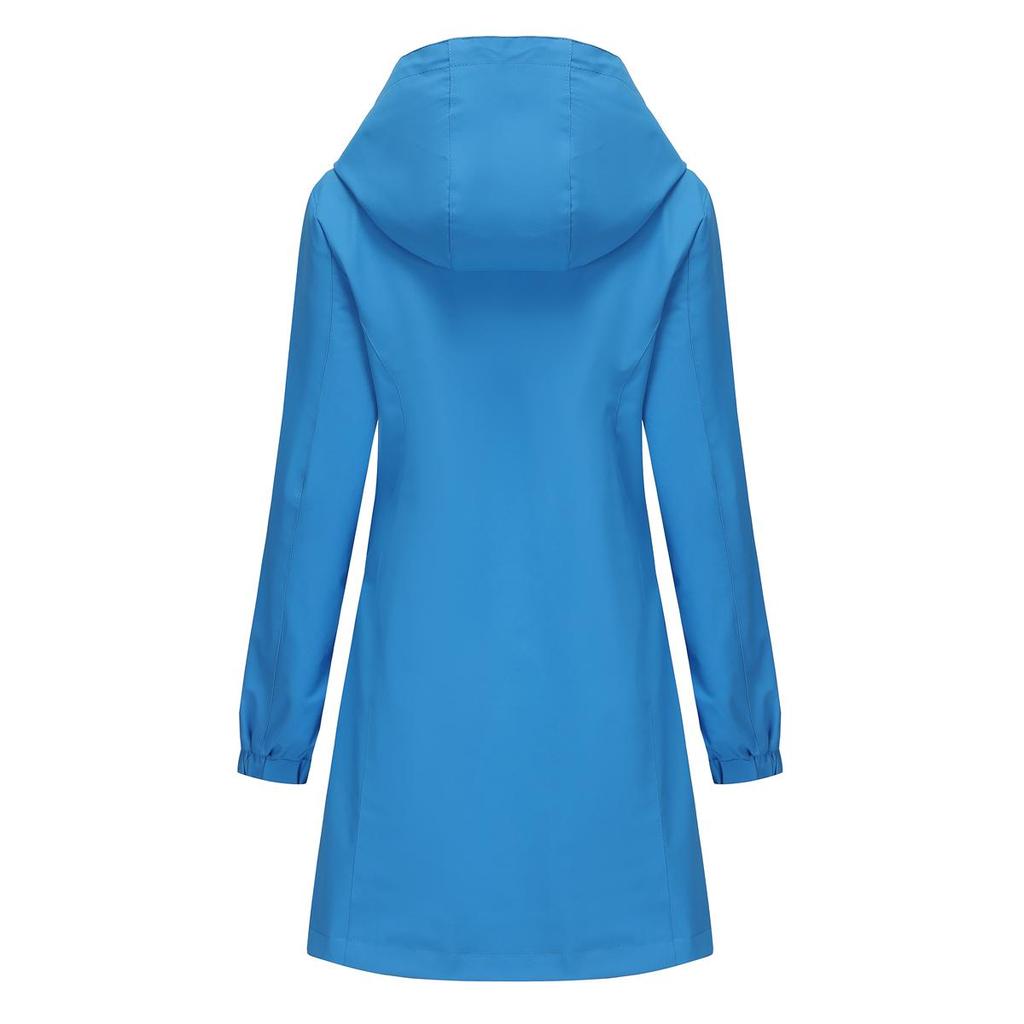 BRIGHT DEER Women’s Waterproof Trench Coat Hooded Windcheater Long Sleeves Zip Up Casual Wear for Autumn Winter Outdoor Sports