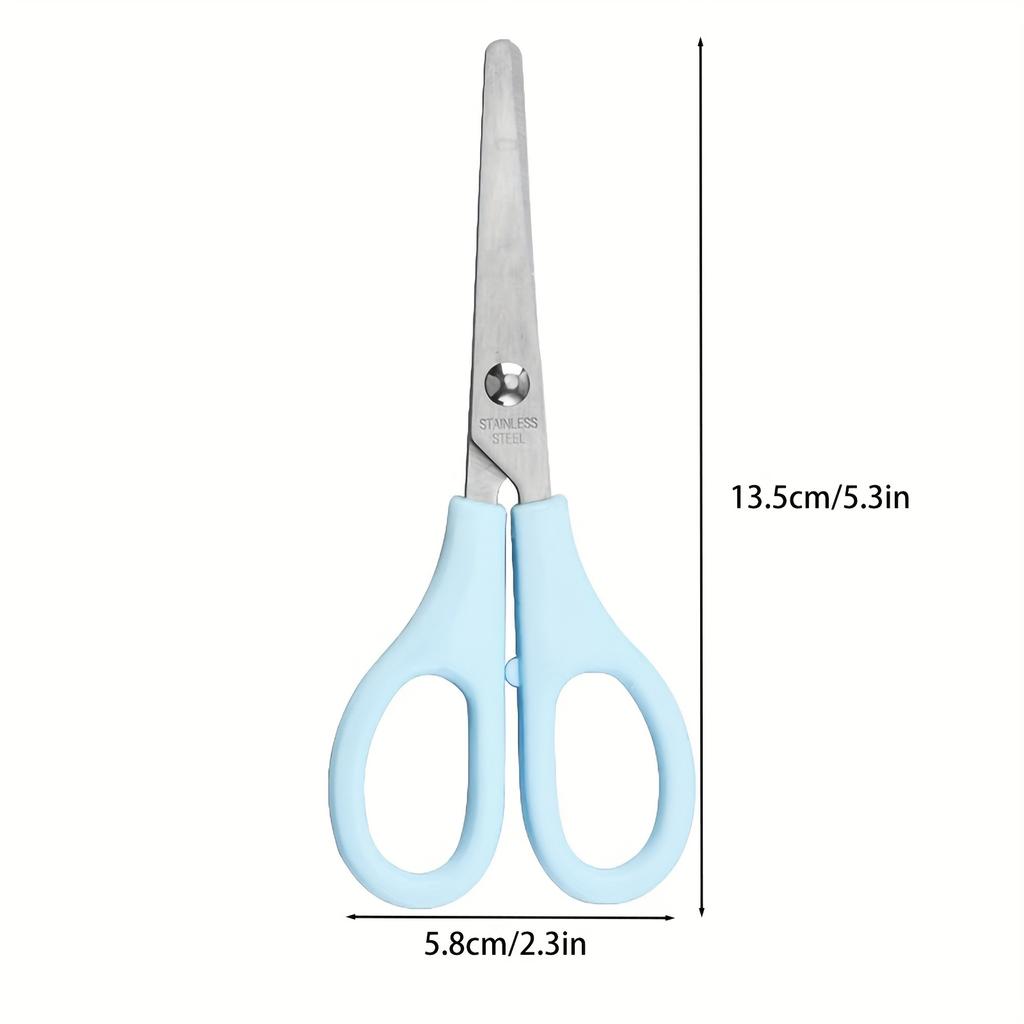 1pc Stainless Steel Round-Tip Scissors with Sharp Blades - Precision Cutting for Paper & Fabric,Multi-Purpose Home & Office Use