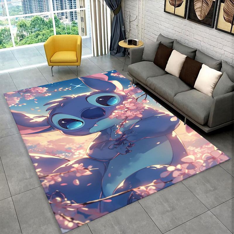 Cute S-Stitch Cartoon Non-Slip Area Rug for Living Room,Bedroom,Playroom,Soft Carpet Floor Mat Home Decor Rug Kids Room Gift