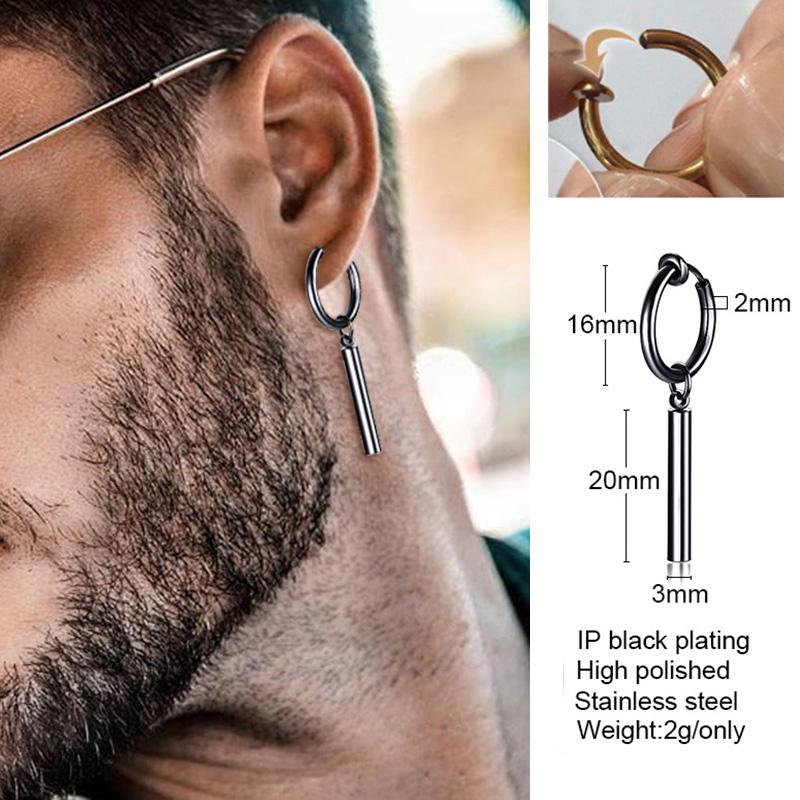 Lightning Bolt Charm Hoop Huggie Copper Color Earrings for Men Stainless Steel Hinge Hoops Lightnings