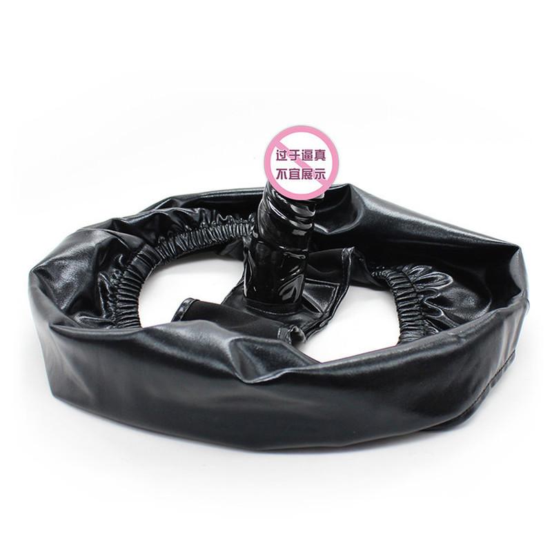 Chiloți tanga sexy din piele lăcuită cu aspect umed, cu dop de castitate, chiloți cu bretele, lenjerie erotică pentru cuplu