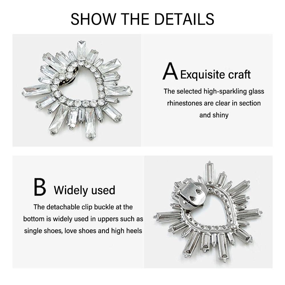Wedding Bride Shoe Decorations Clip Glass Crystal High Heel Flower Charm Buckle Removable Rhinestone Buckle Decorative Women