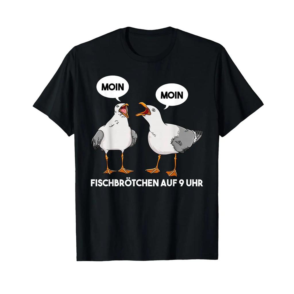 Moin Fischbrot At 9 Oclock Seagull North Gerunisex Low T Shirt Vintage Stretched Streetwear Fashion Designer Clothes Soft
