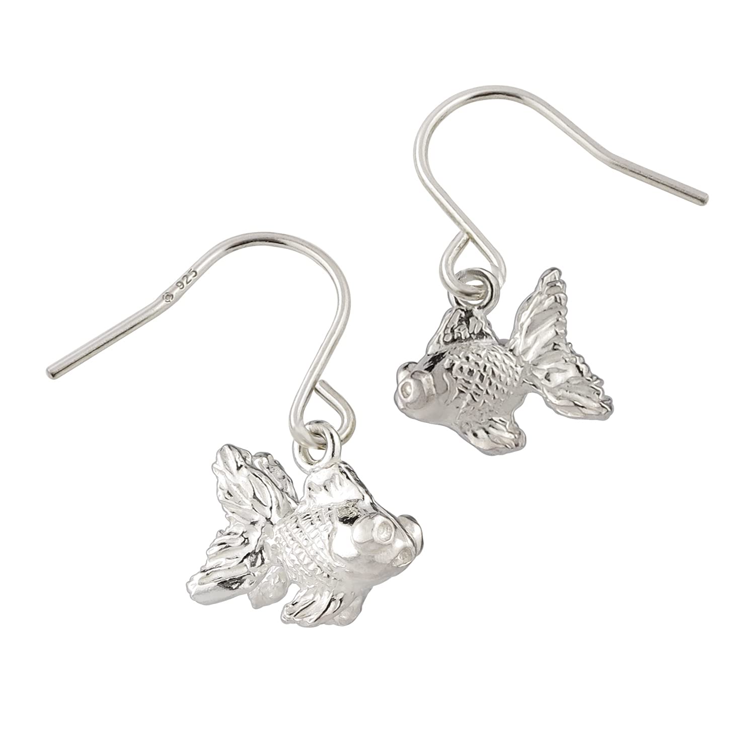 

Shinjuku Gin no Kura Dancing Demekin Goldfish Hook Earrings (2-Piece Set) - Silver 925, 3D Charm, Fish, Scales, Animal, Aquarium