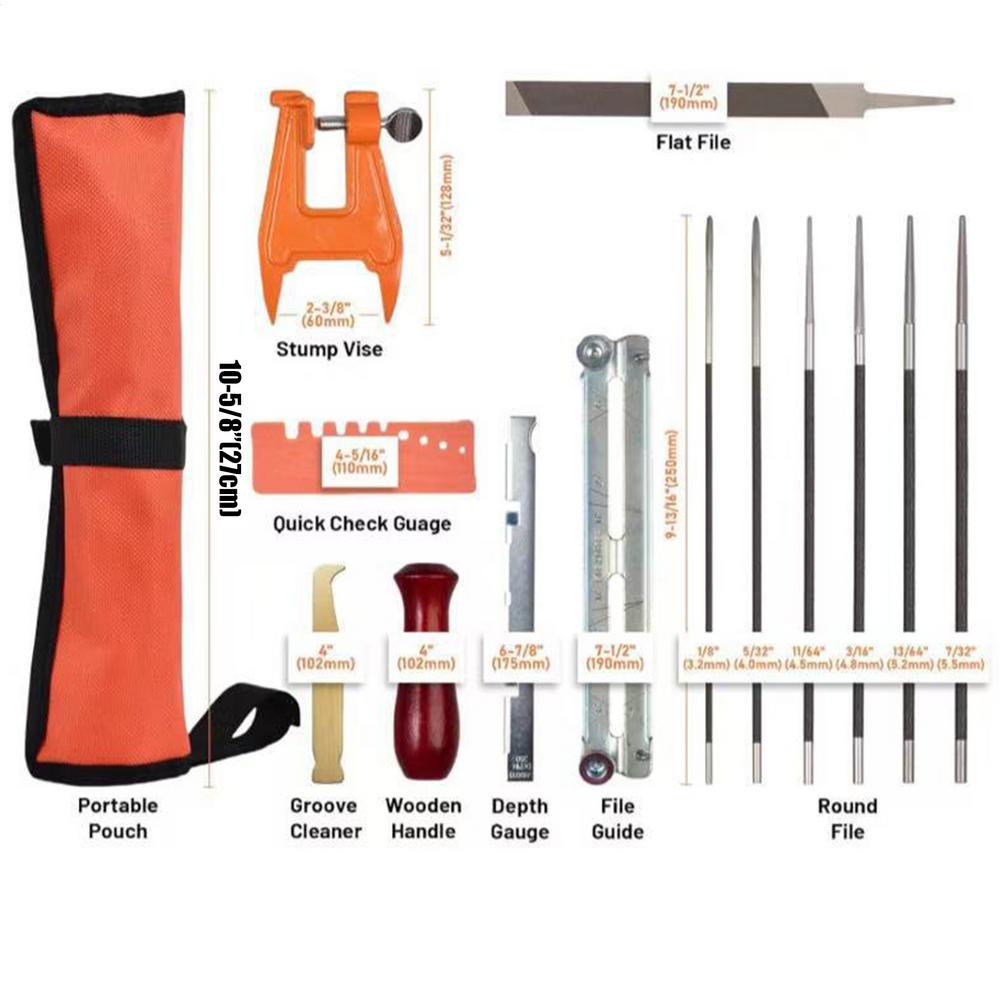 

Chainsaw Sharpening Kit 14 Pieces Chain Saw Files Set Grinders Accessories for Maintenance Wood Processing Yard Work Backyard