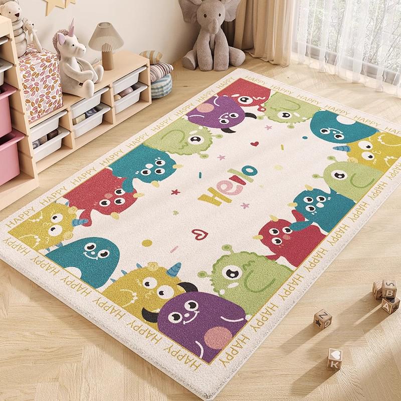 Cartoon Style Luxury Faux Cashmere Children's Floor Mat