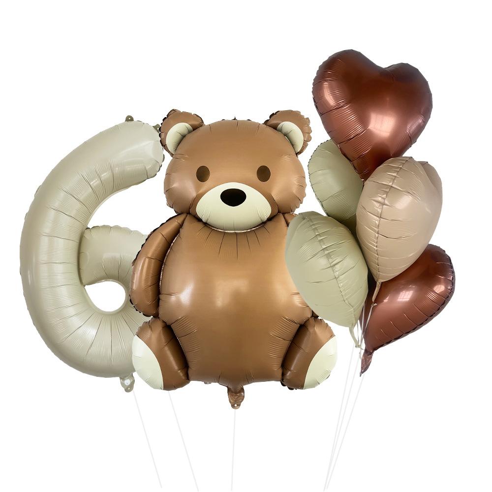 Matte Bear Aluminum Film Balloon Set Love Digital Children'S Birthday Party Decoration Decoration Bear Birthday Party