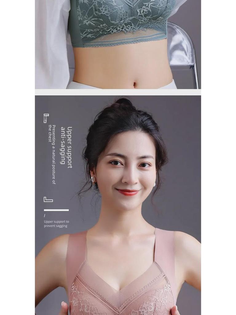 Beautiful Seamless Lace Back Bra for Women - Wireless, Fixed Cup, Supportive Vest Style