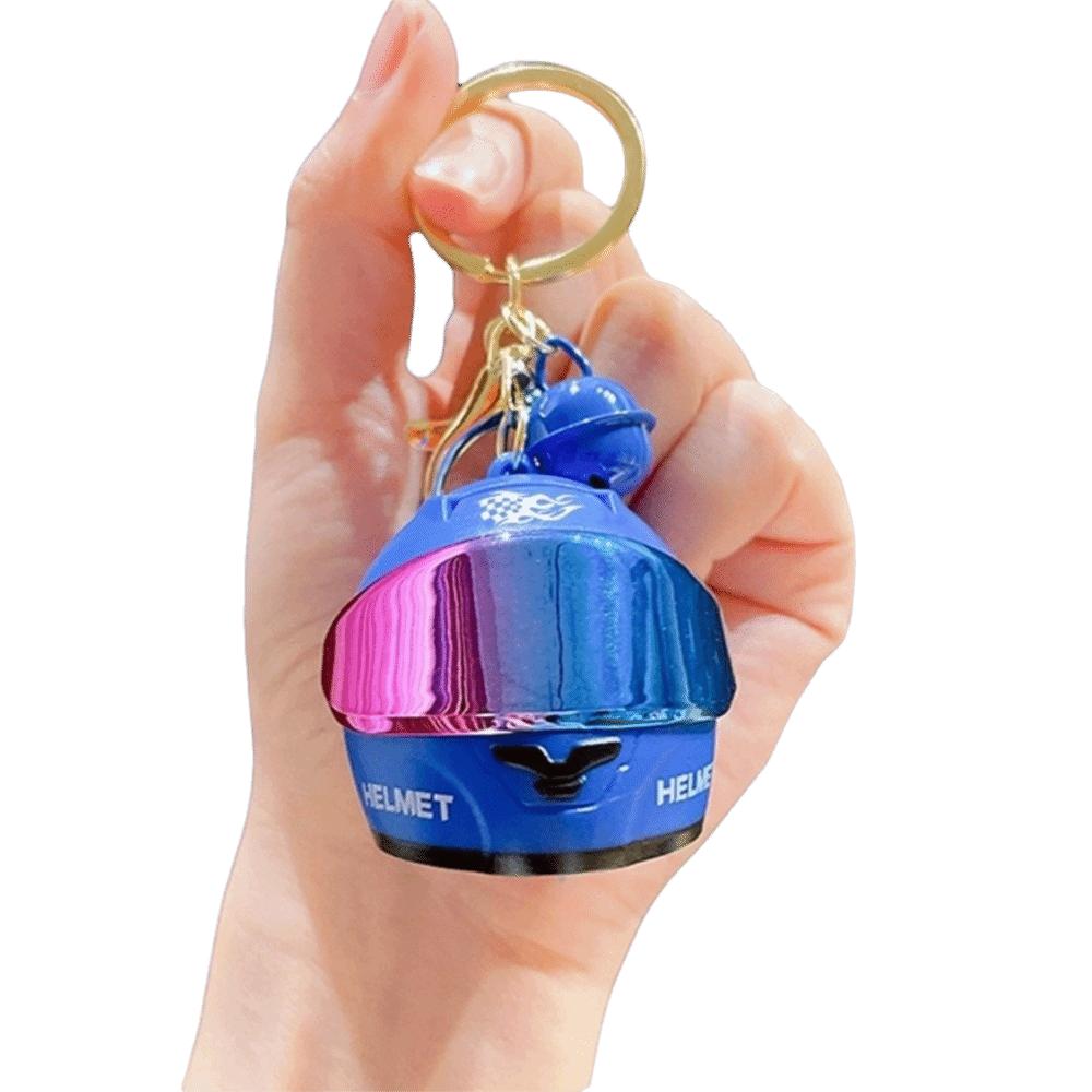 Matte Motorcycle Helmet Keychain Luminous Key Ring Fashion Key Pendant Backpack