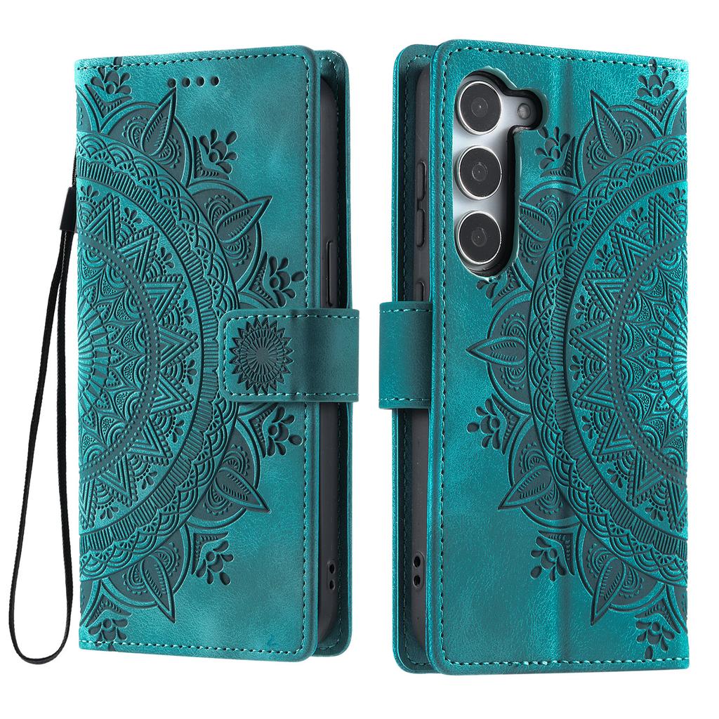 For Samsung Galaxy S26/S26 Pro Case Imprinted Totem Skin Feel Wallet Leather Phone Cover with Hand Strap