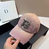 Spring and Summer New Heavy Industry Rhinestone Letter Washed Hole Baseball Cap American Personality Small Fragrance Gradual Change Cap Woman