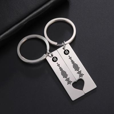 Schlüsselanhänger mit Musik-Spotify-Code, individuell gravierter Song, Herz-Schlüsselanhänger aus Edelstahl für Paare, Geschenke für Liebhaber, Freundin, Freund