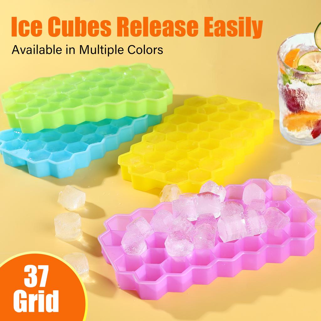 37 Cavity Honeycomb Ice Cube Trays Reusable Silicone Ice Cube Mold Bpa Free Ice Maker With Removable Lids Creative 13 Cavity