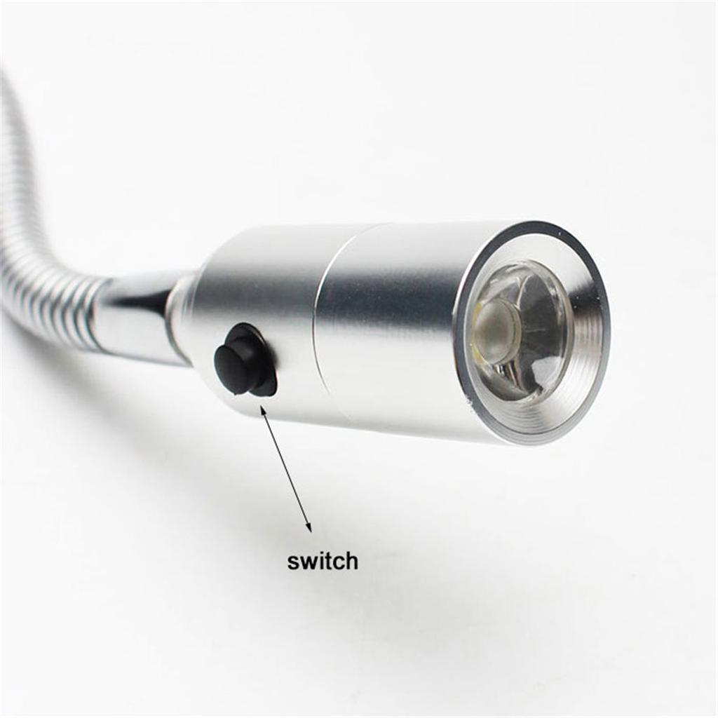 DC5V USB L40cm long gooseneck CNC Machine Light with Switch Black Silver 4000K LED Bedside Reading Lamp for Working Repairing