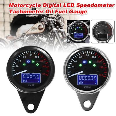 Digital Gauge Motorcycle Speedometer Tachometer Odometer DC 12V Universal LED Speed Gauge Oil Level