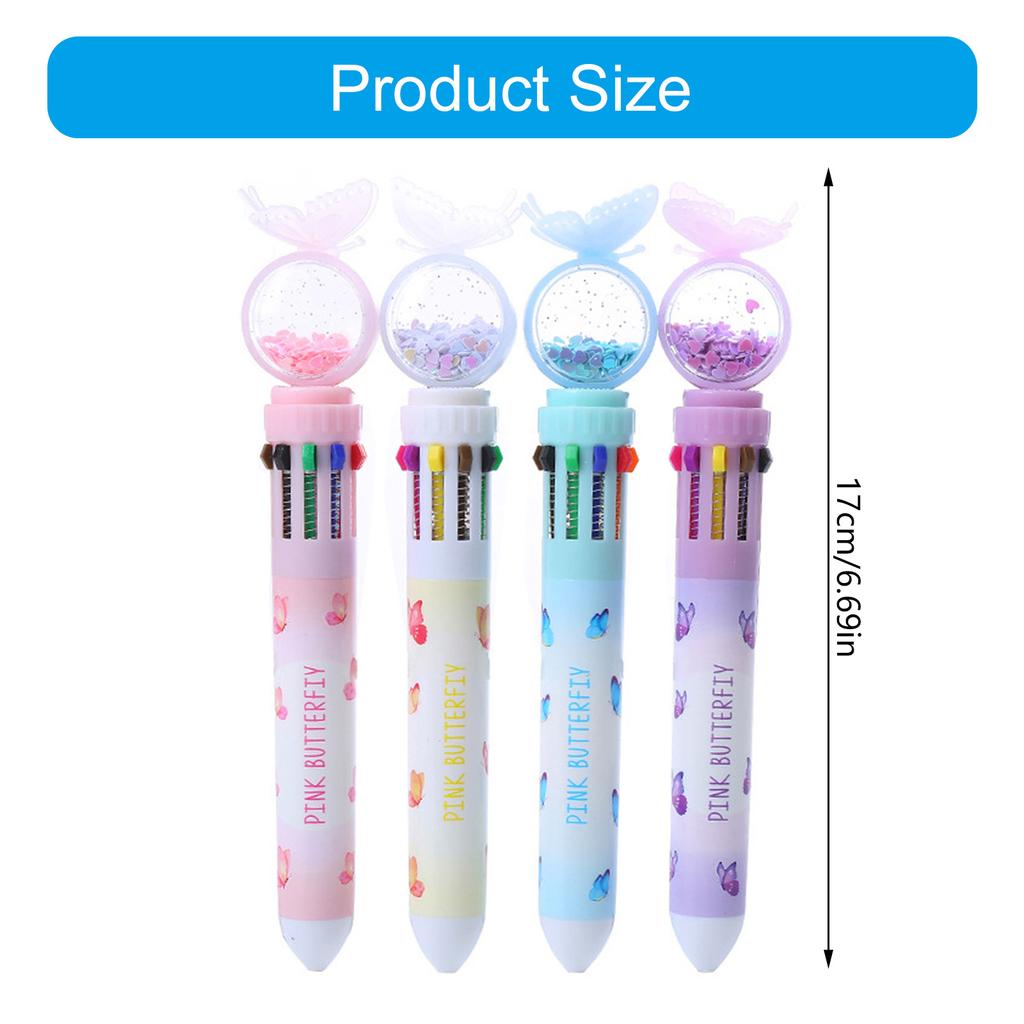 Vícebarevné pero s kresleným kuličkovým perem, 10 barev v 1, psací pero, hladce pište pro studenty a dospělé, psaní v deníku