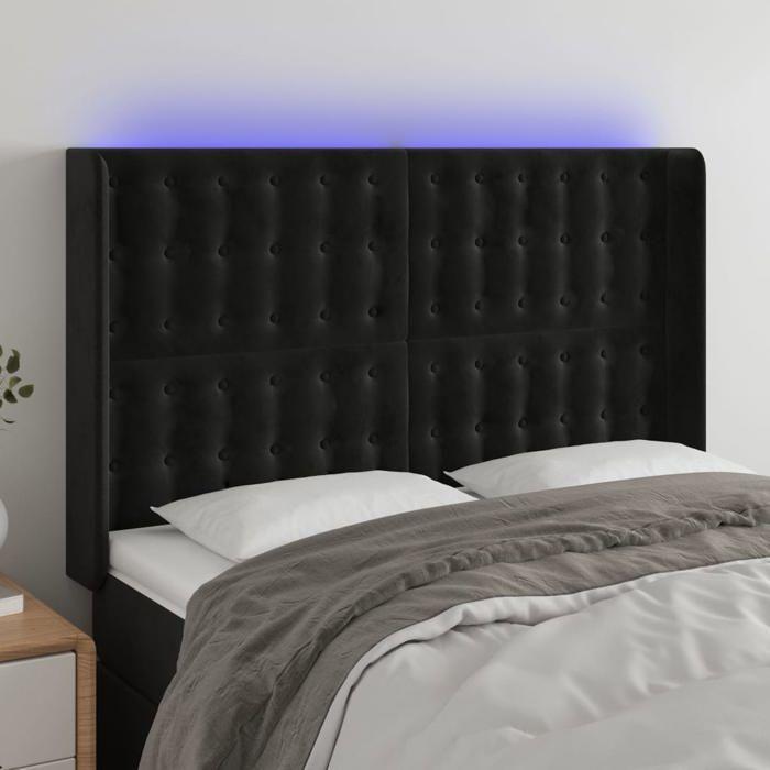 VidaXL Tête de Lit à LED Meuble de Chambre à Coucher Accessoire de Lit Double Tête de Cadre de Lit Intérieur Noir 3124532